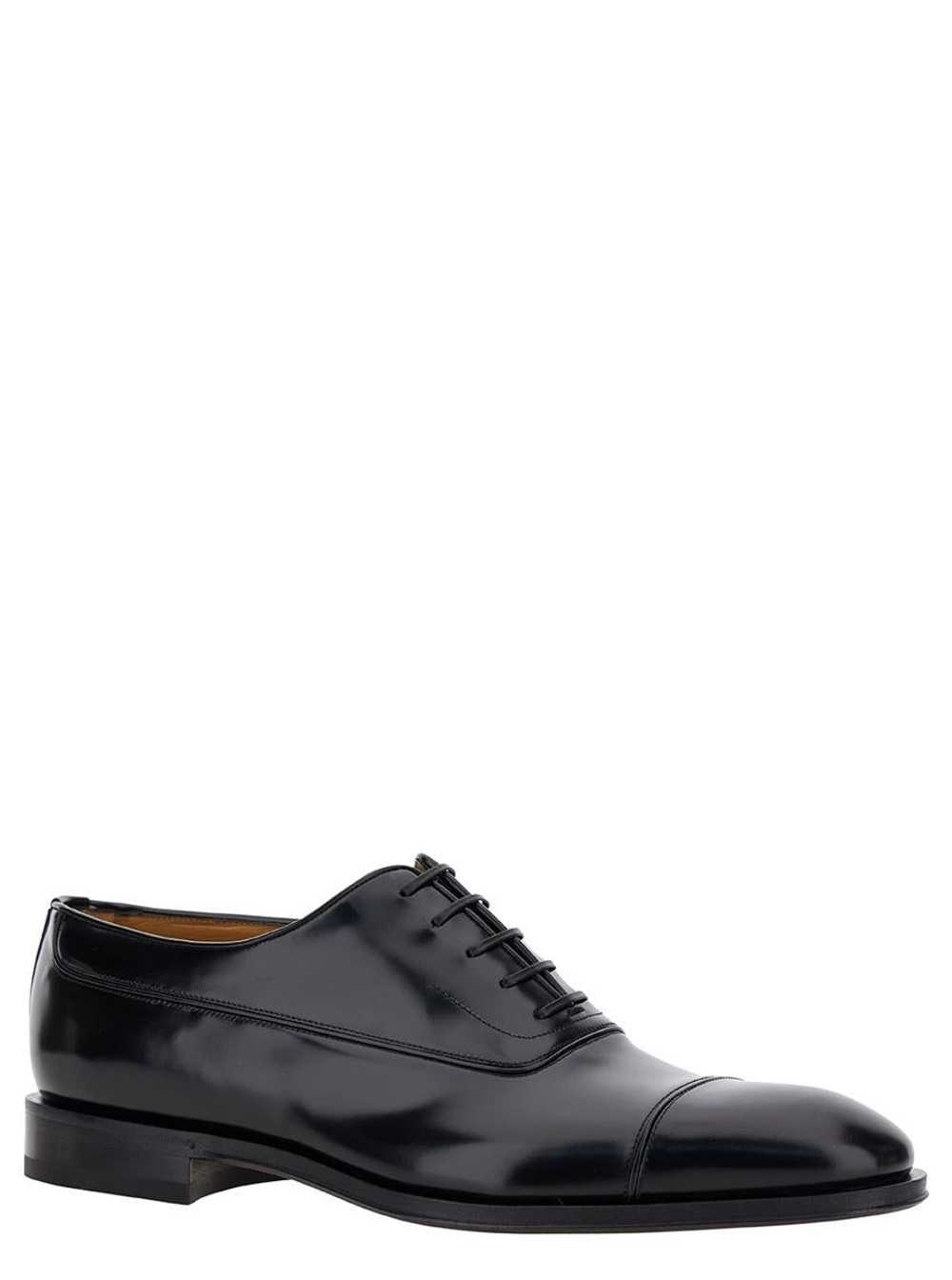 FERRAGAMO BLACK OXFORD LACE-UP WITH TOE CAP DETAI… - image 2