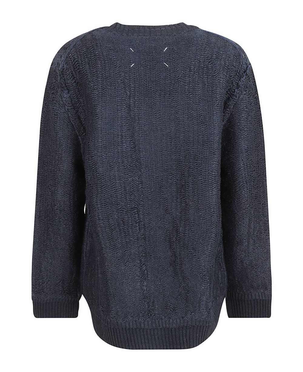 Maison Margiela Rear Logo Rib Trim Woven Sweater - image 2