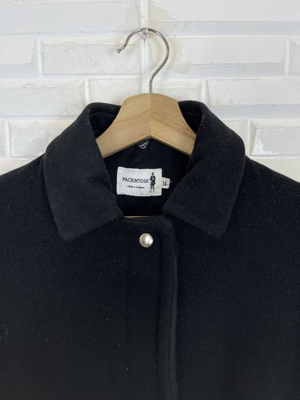 VINTAGE BLACK WOOL MACKINTOSH POCKET SCOTLAND - image 3