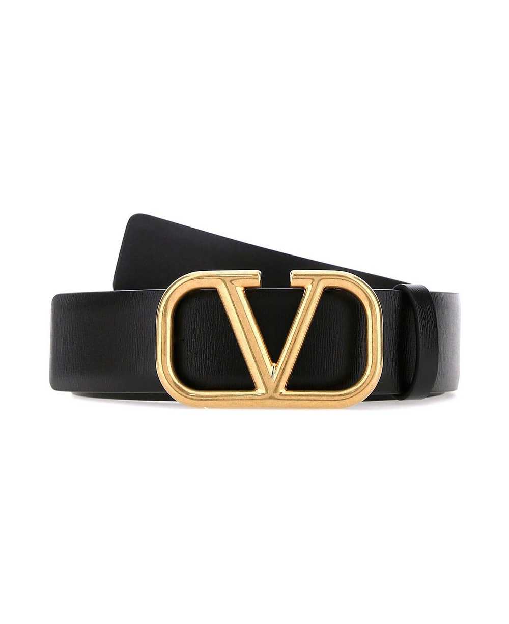 Valentino Black Leather Vlogo Signature Belt - image 1