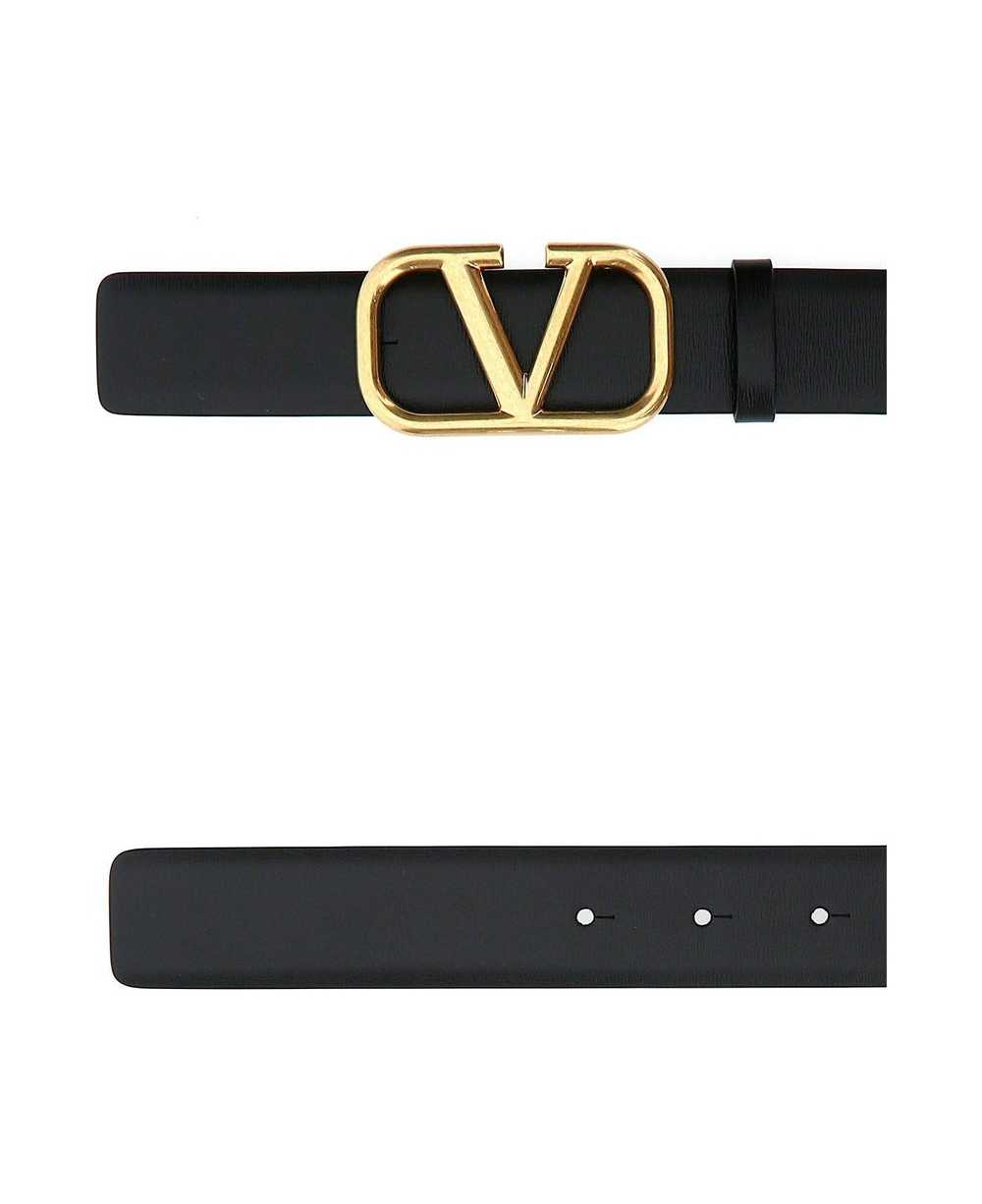 Valentino Black Leather Vlogo Signature Belt - image 2