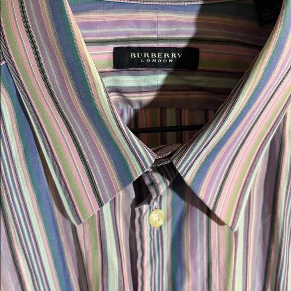 Burberry London Purple Multi Striped Shirt Vintage - image 4