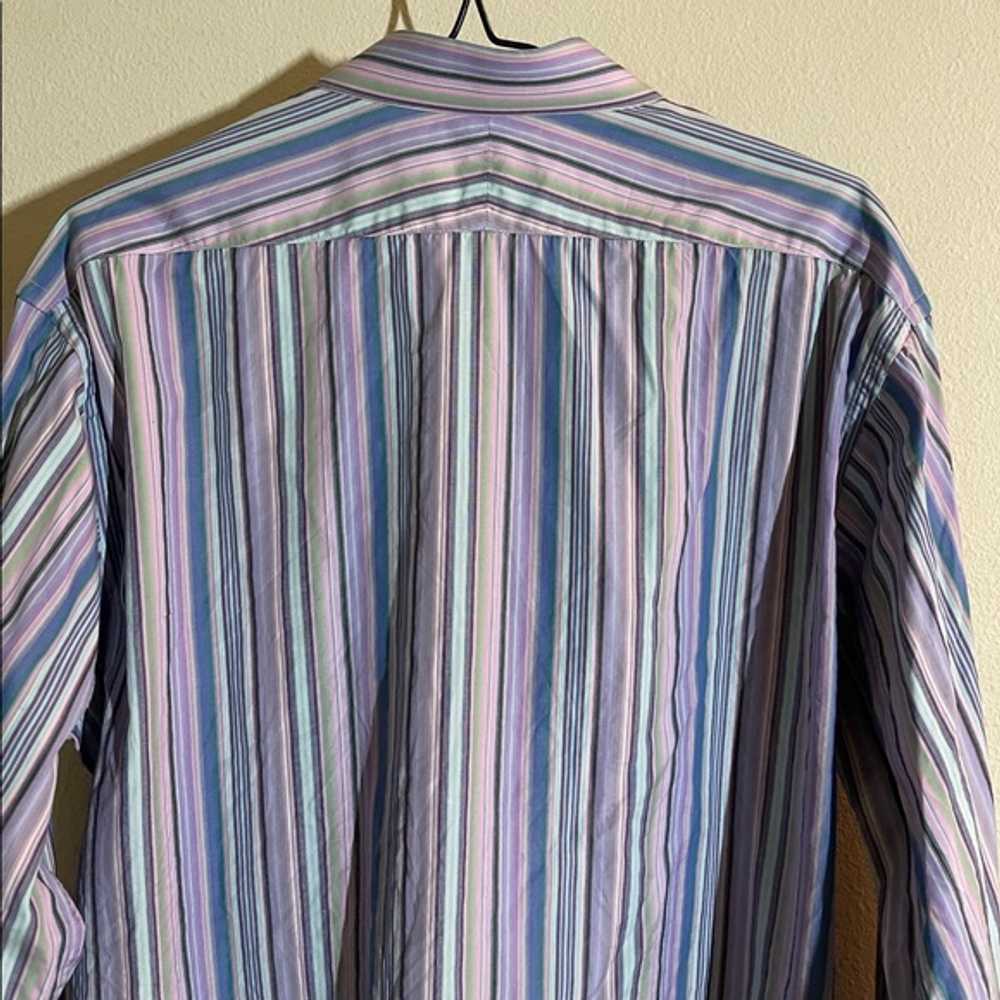 Burberry London Purple Multi Striped Shirt Vintage - image 7