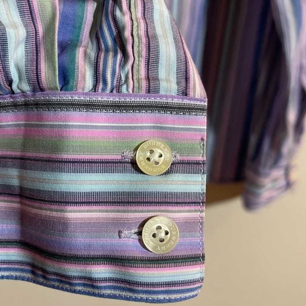 Burberry London Purple Multi Striped Shirt Vintage - image 8