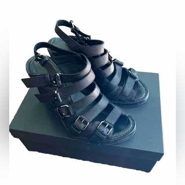 ANN DEMEULEMEESTER Designer Women's Gray Leather Wedge purchases Sandal Heels EU 38 US 8