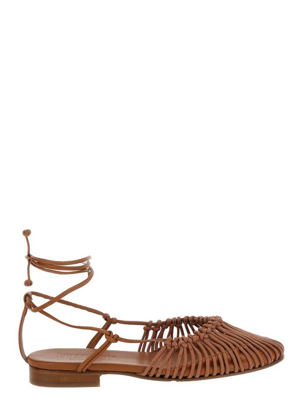 HEREU 'MANTERA' BROWN BALLERINAS WITH ANKLE STRIN… - image 1