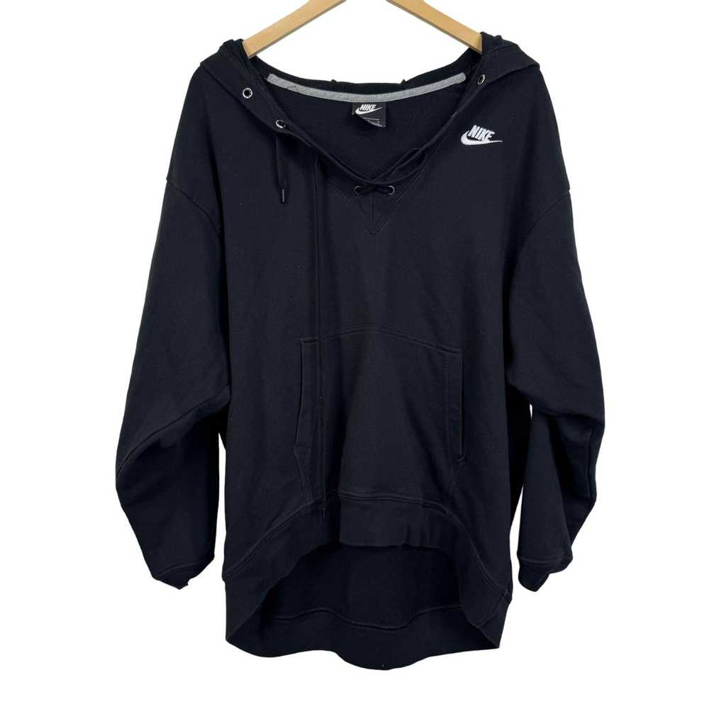 Nike Nike Lace Up Black Sweatshirt Pullover Hoodi… - image 1