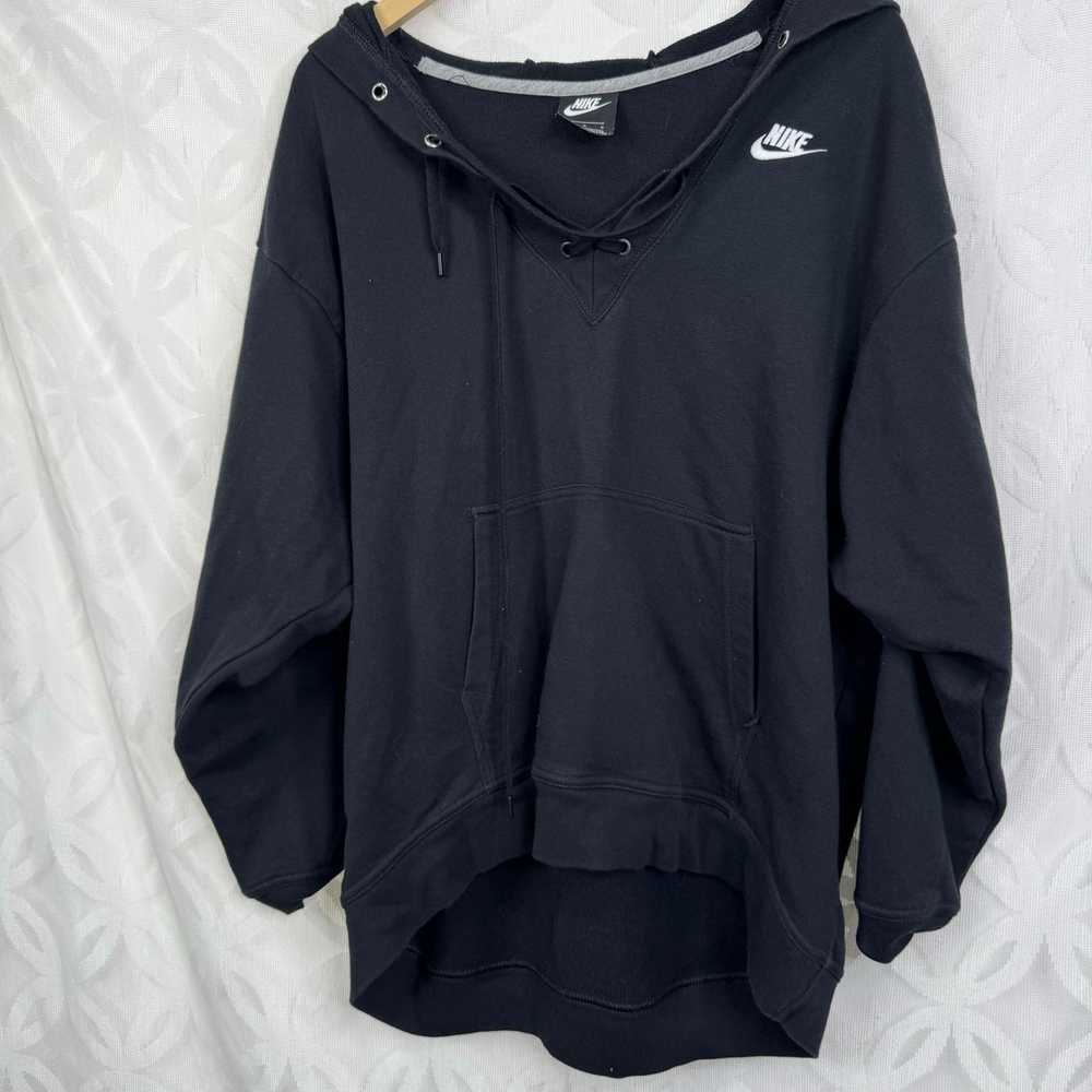 Nike Nike Lace Up Black Sweatshirt Pullover Hoodi… - image 2