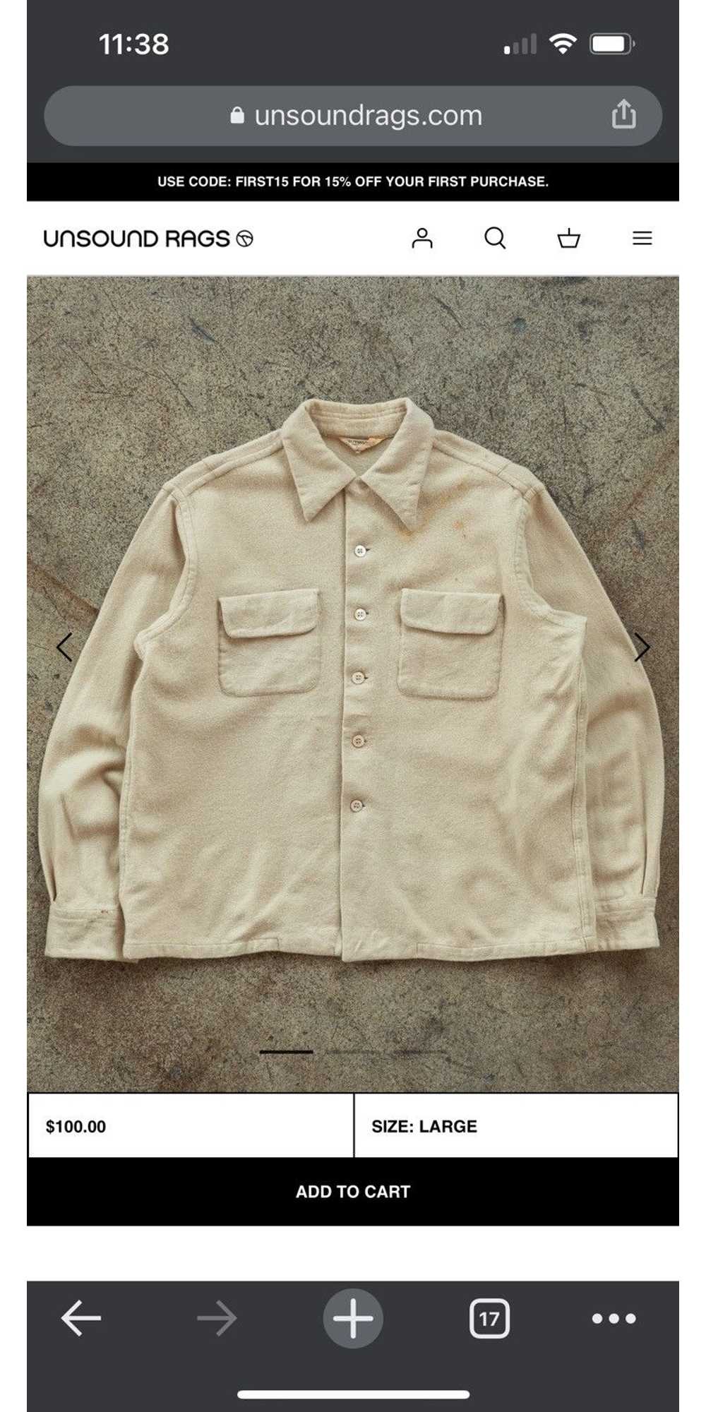 Unsound Rags × Vintage Cream Wool Button-Up - image 1