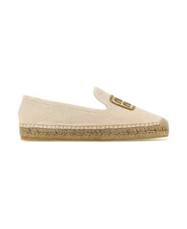 Miu Miu Ivory Canvas Espadrilles