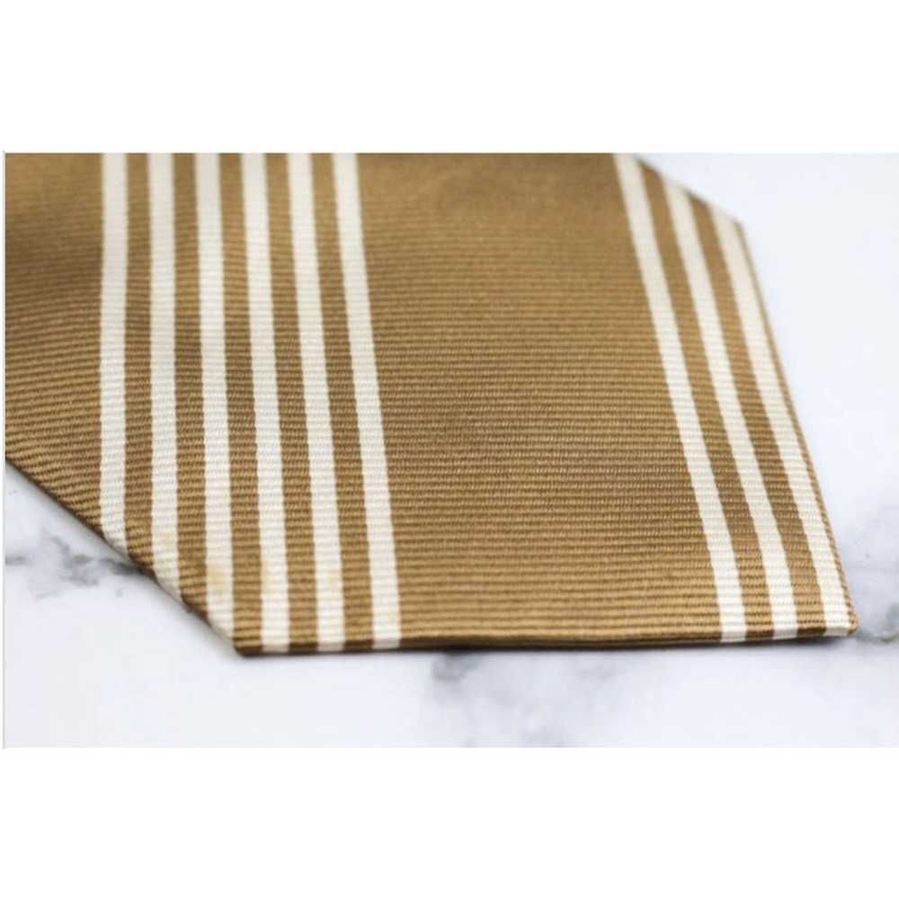 Drakes Drakes London Striped Gold and White Tie H… - image 1