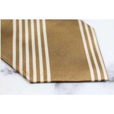 Drakes Drakes London Striped Gold and White Tie H… - image 1