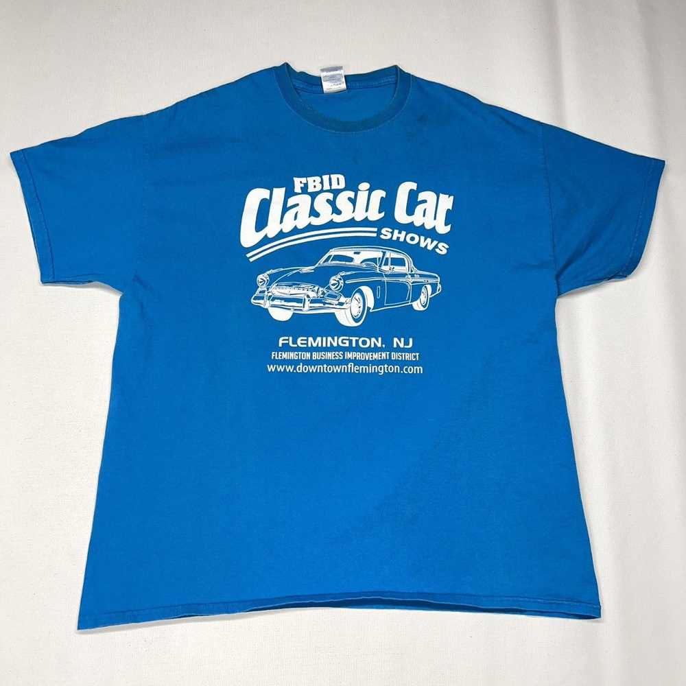 Gildan × Streetwear × Vintage Car Tee Shirt Blue … - image 1