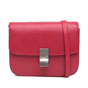 Red Celine Small Calfskin Classic Box Crossbody Ba