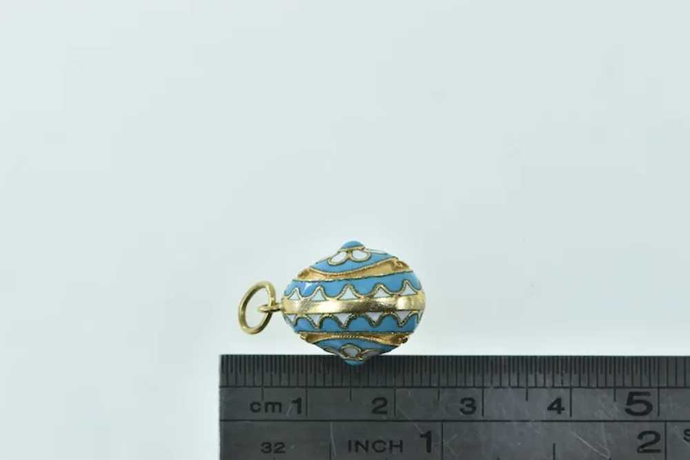 18K Blue & White Enamel Flower Decorative Egg Cha… - image 4