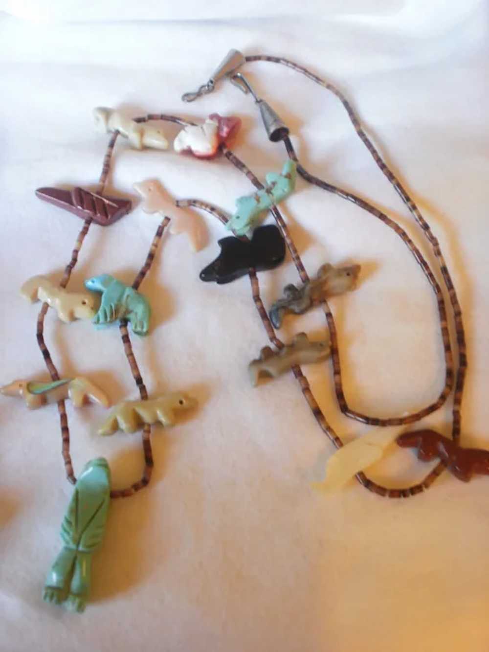 Vintage Carved Fetish Heishi Necklace - image 2