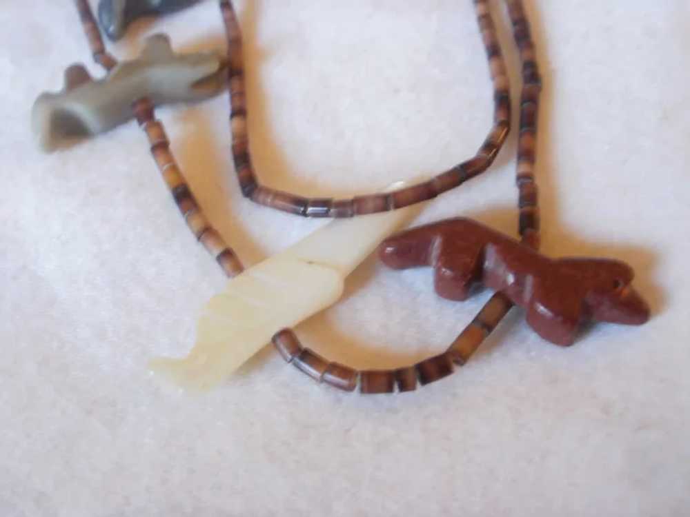 Vintage Carved Fetish Heishi Necklace - image 3