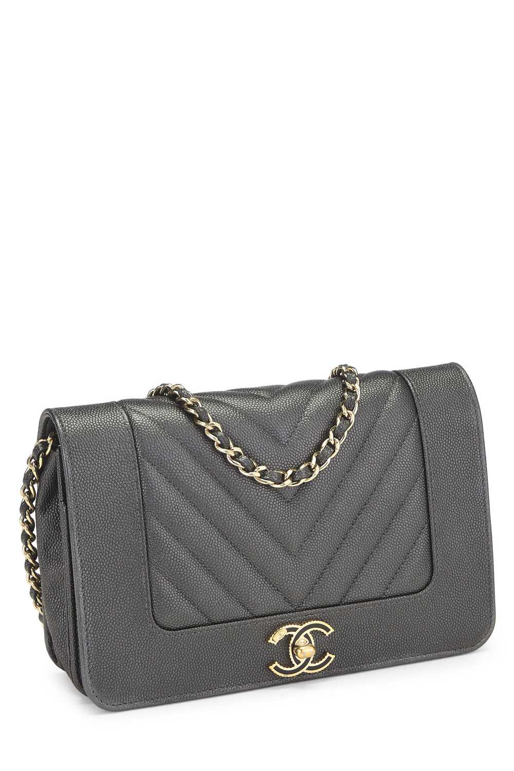 Grey Quilted Caviar Mademoiselle Wallet On Chain … - image 2