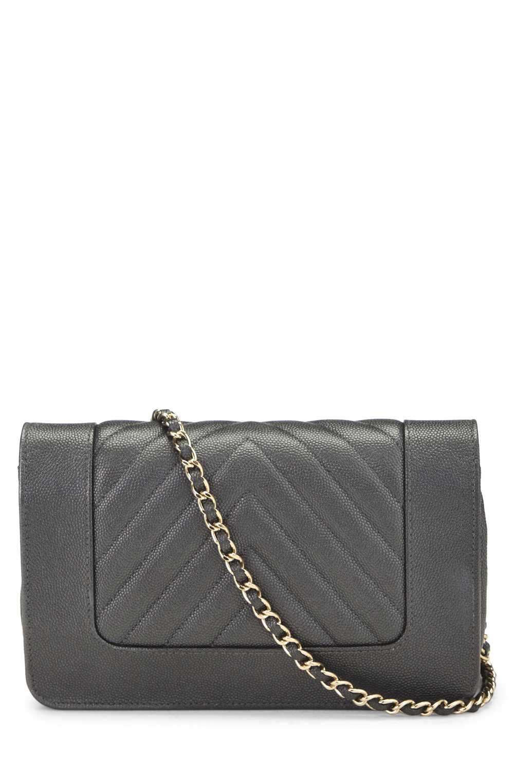 Grey Quilted Caviar Mademoiselle Wallet On Chain … - image 4