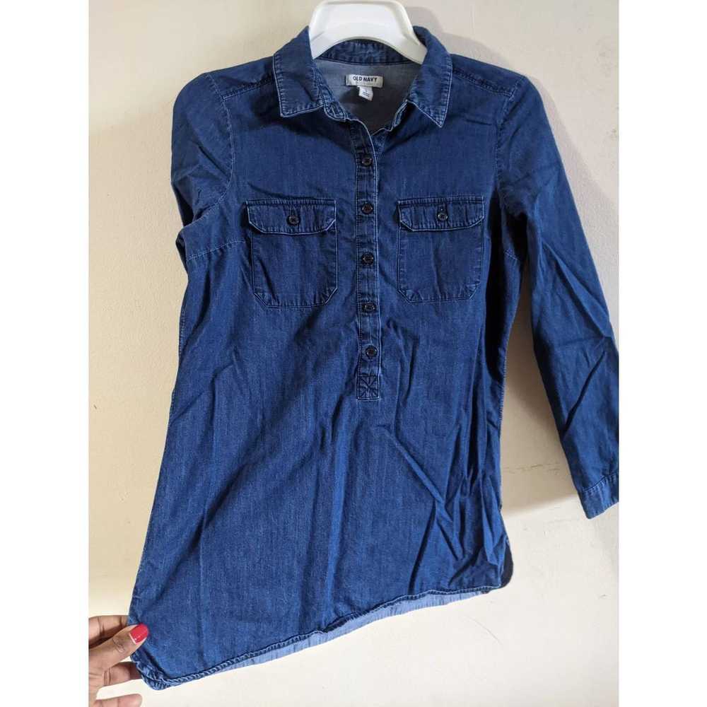 Old Navy Old Navy Dark Blue Chambray Popover Long… - image 4