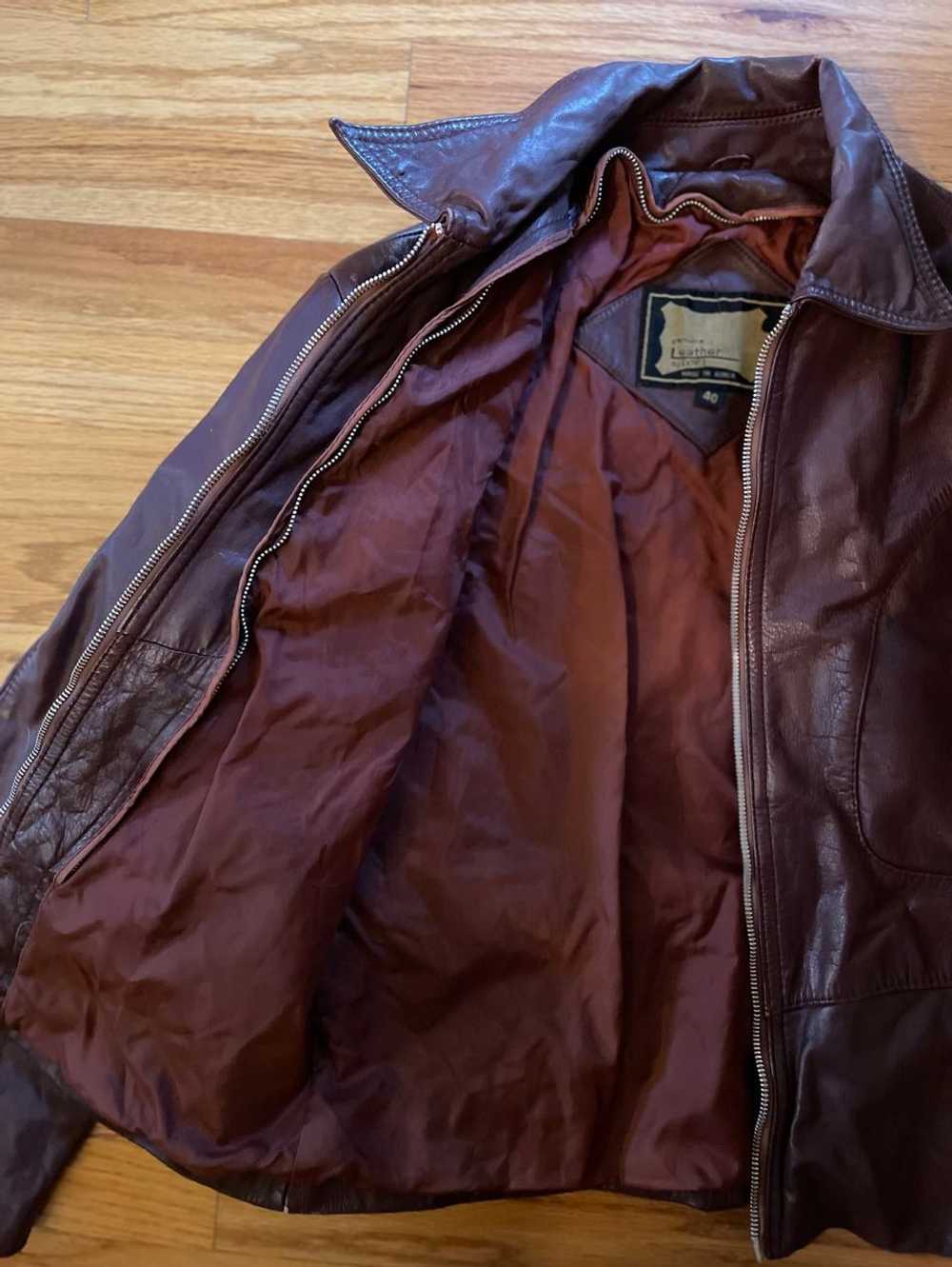 Random Vintage Bomber Flight Leather Jacket (40) … - image 3