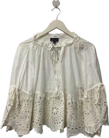 Topshop White Embroidered Blouse UK 8 - image 1