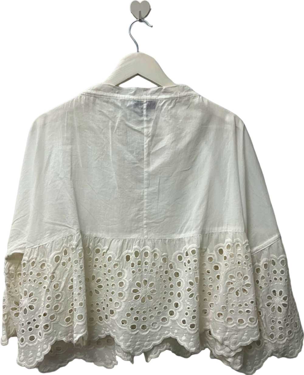 Topshop White Embroidered Blouse UK 8 - image 2