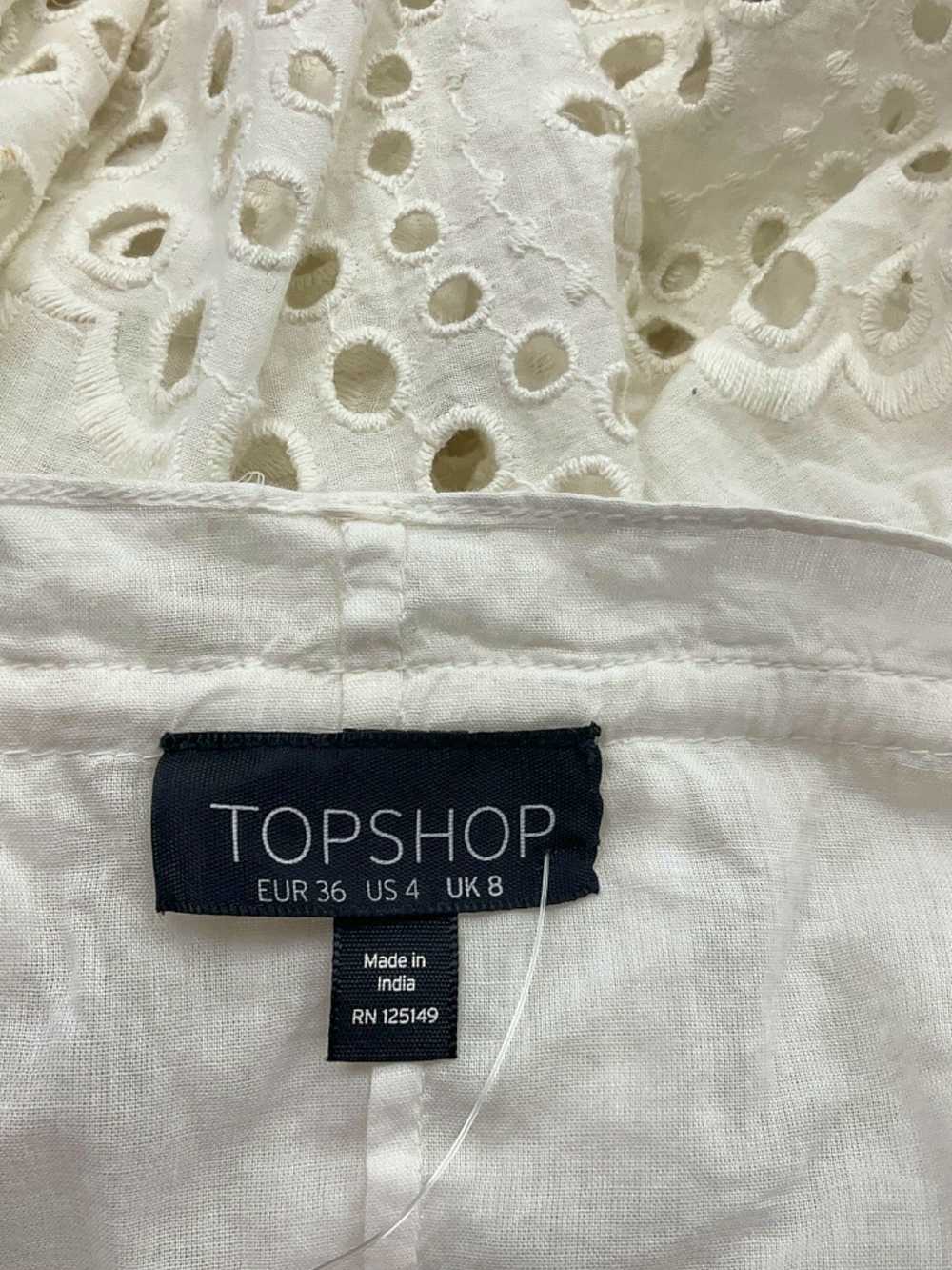 Topshop White Embroidered Blouse UK 8 - image 3