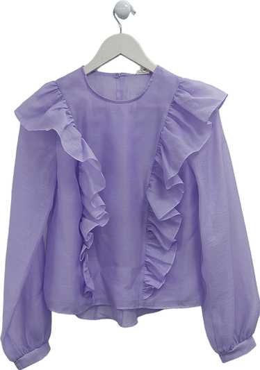 River Island Purple Sheer Ruffle Blouse UK 8