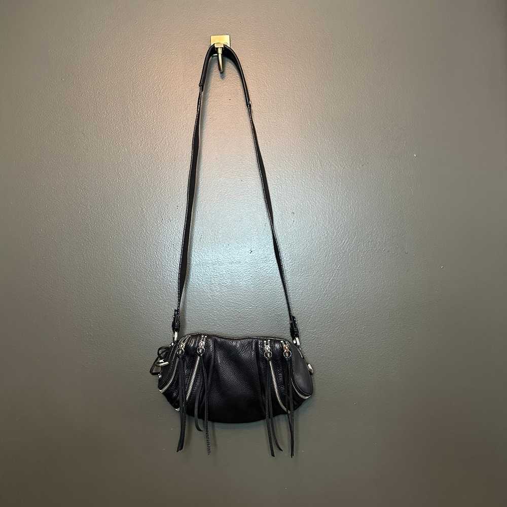 Botkier Black Pebbled Leather Moto Tassle Detail … - image 1