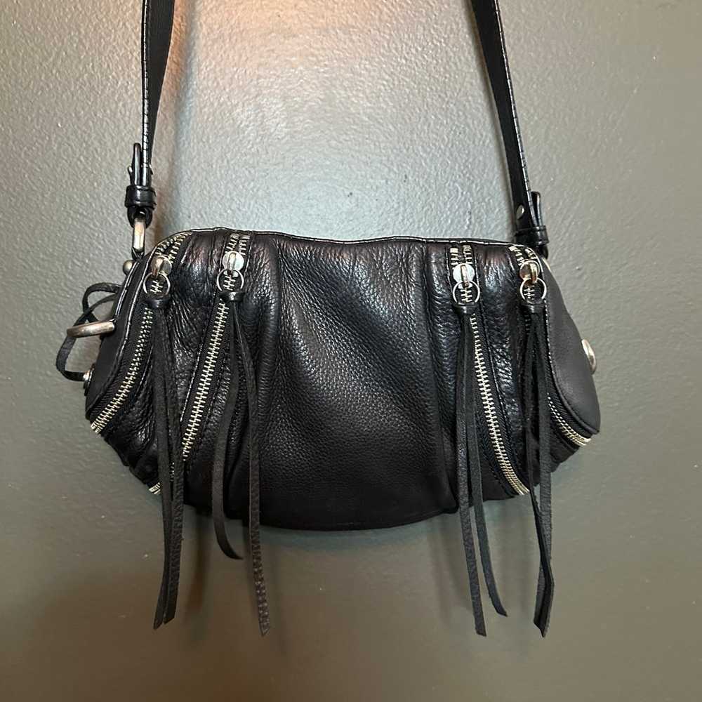 Botkier Black Pebbled Leather Moto Tassle Detail … - image 2