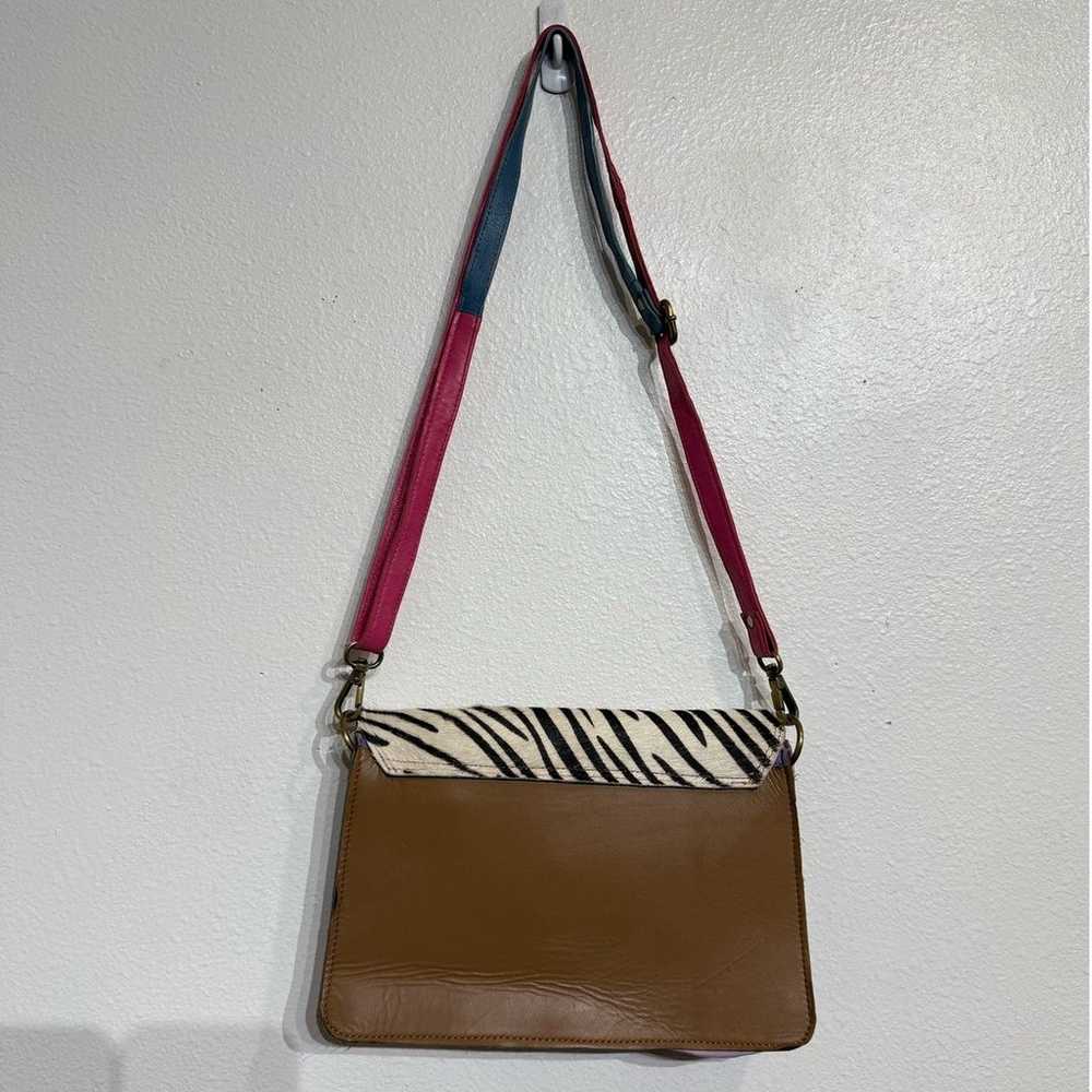 Pink Zebra Leather Crossbody Purse - image 10