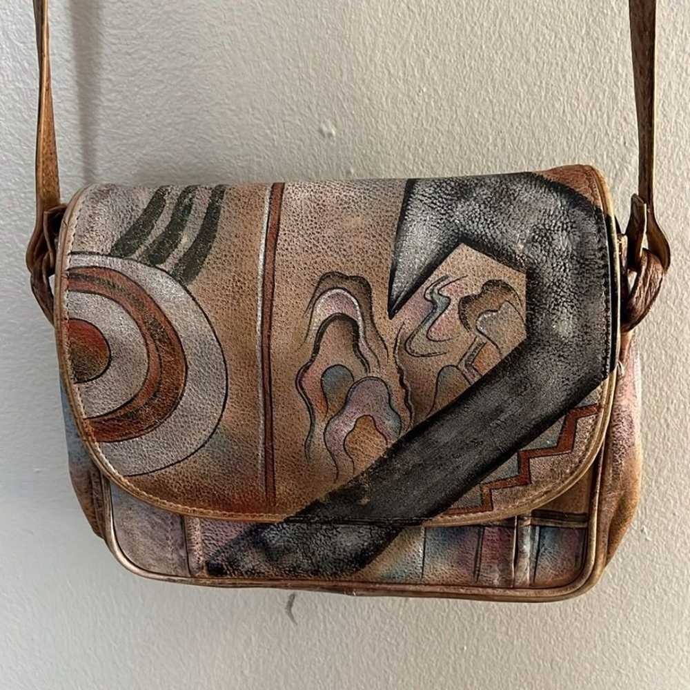 Anuschka Hand Painted Crossbody Leather Purse - image 2