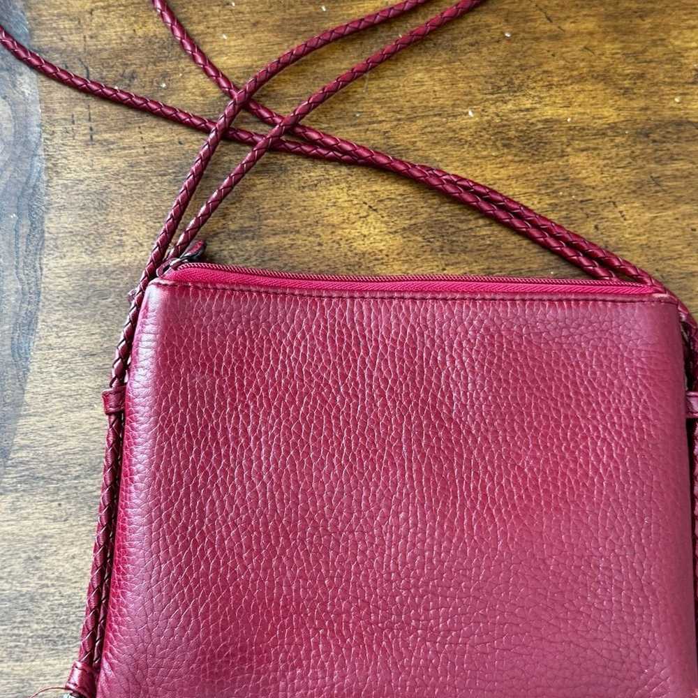 BRIGHTON Red Pebble Leather Crossbody Bag with Du… - image 11