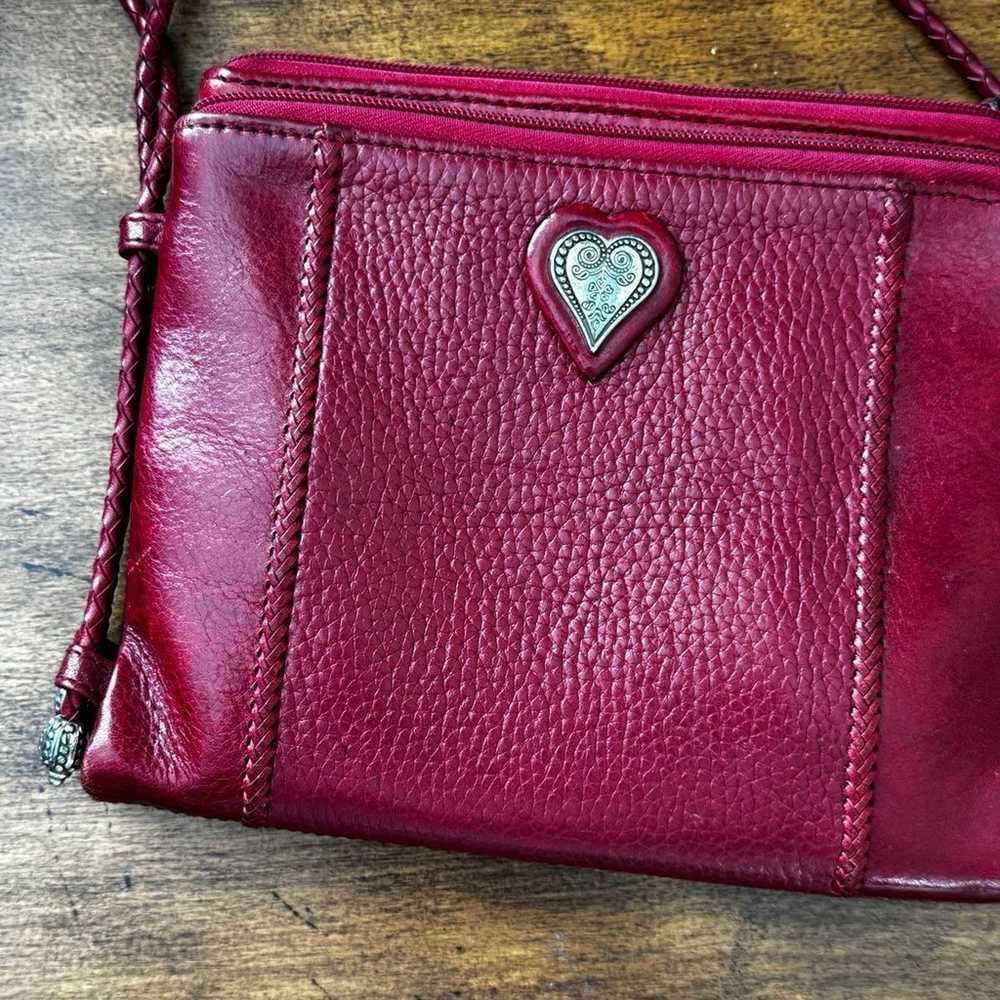 BRIGHTON Red Pebble Leather Crossbody Bag with Du… - image 2