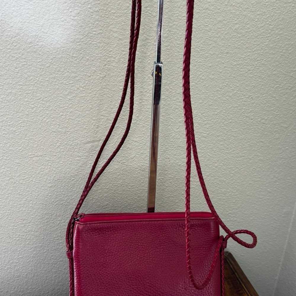 BRIGHTON Red Pebble Leather Crossbody Bag with Du… - image 3