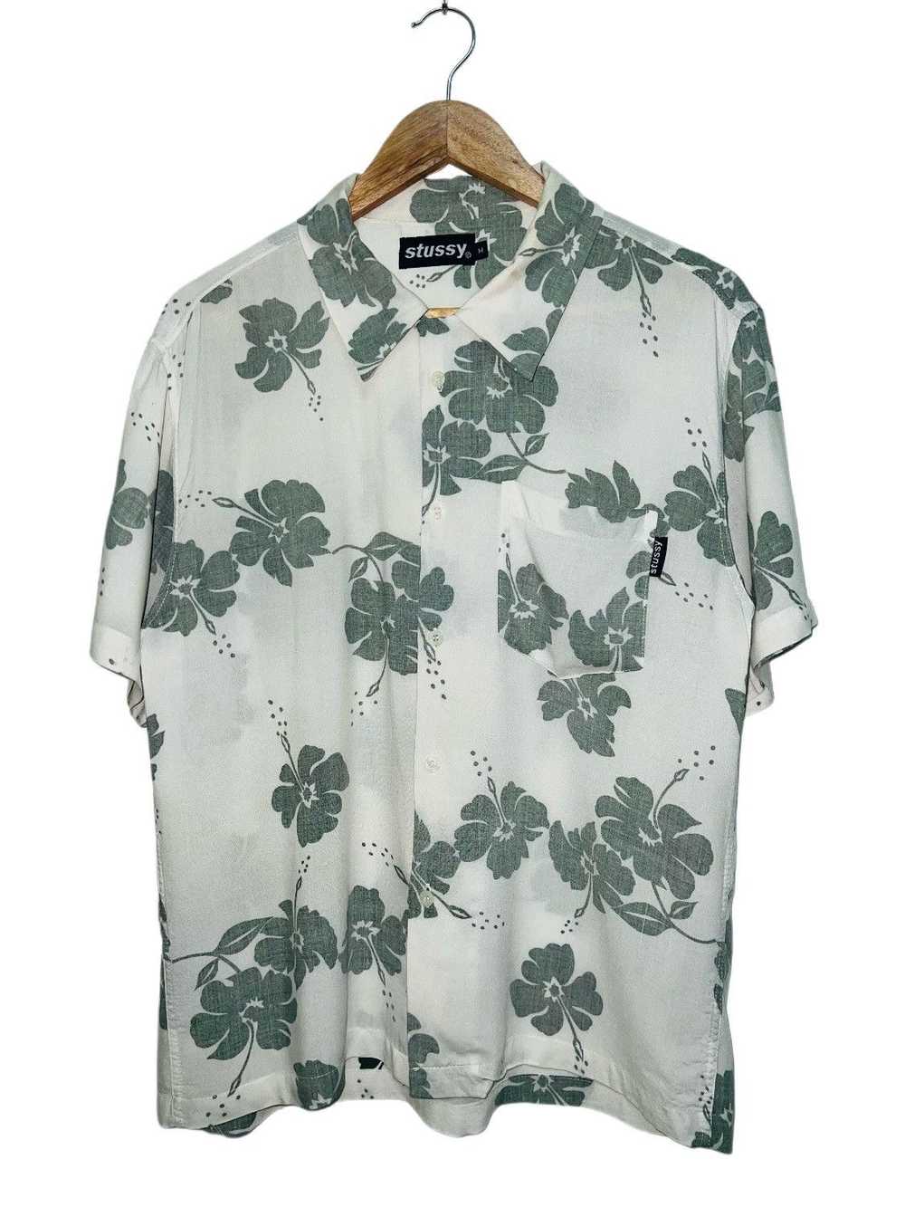 Vintage 1990s Stussy C Floral Hawaiian Camp Colla… - image 1