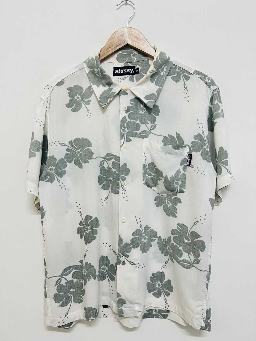 Vintage 1990s Stussy C Floral Hawaiian Camp Colla… - image 2