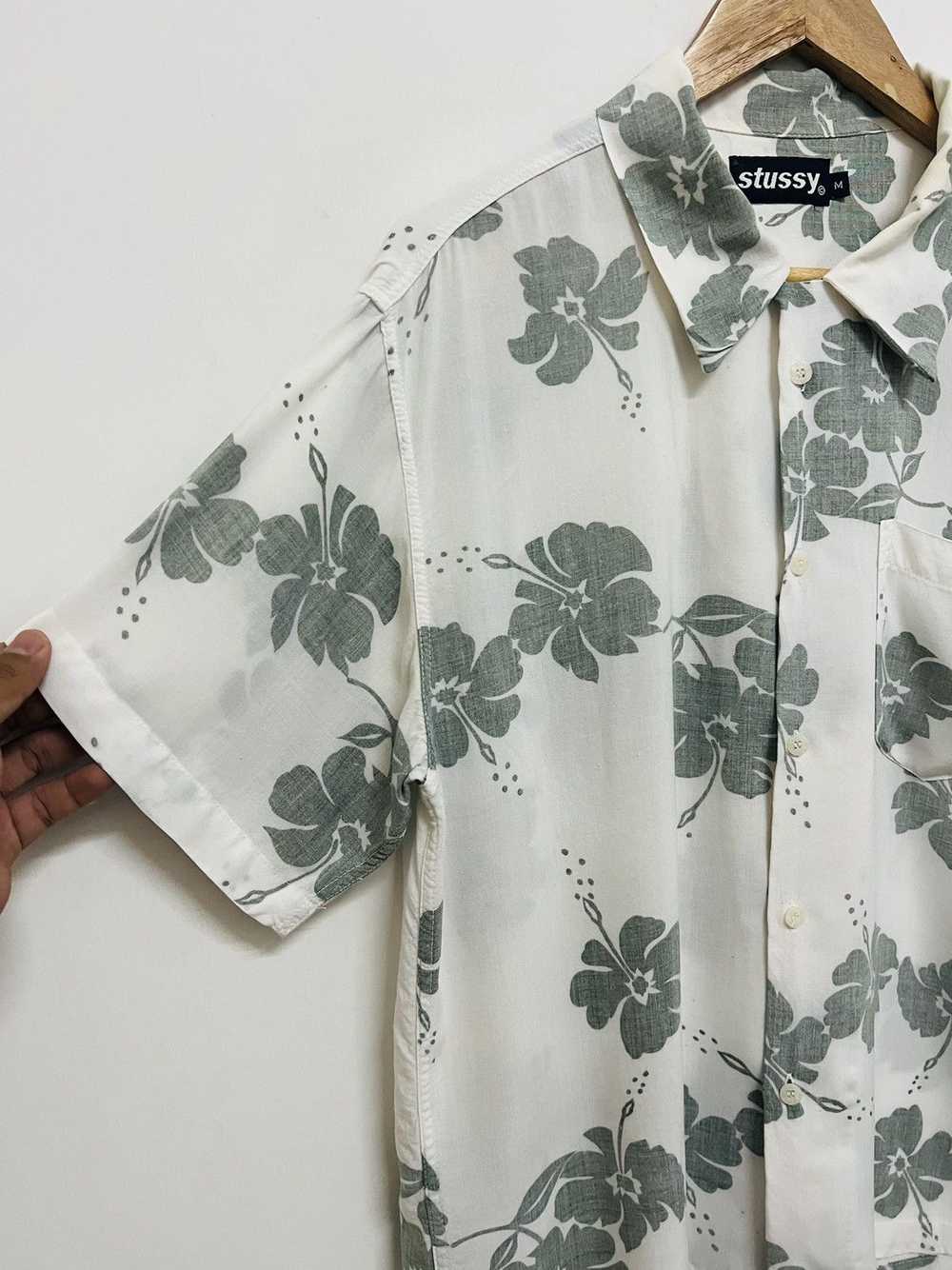 Vintage 1990s Stussy C Floral Hawaiian Camp Colla… - image 5