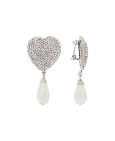 Alessandra Rich Heart Crystal Earrings With Pearls - image 1