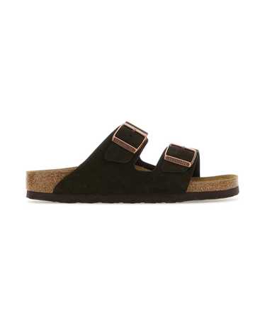 BIRKENSTOCK Dark Brown Suede Arizona Slippers