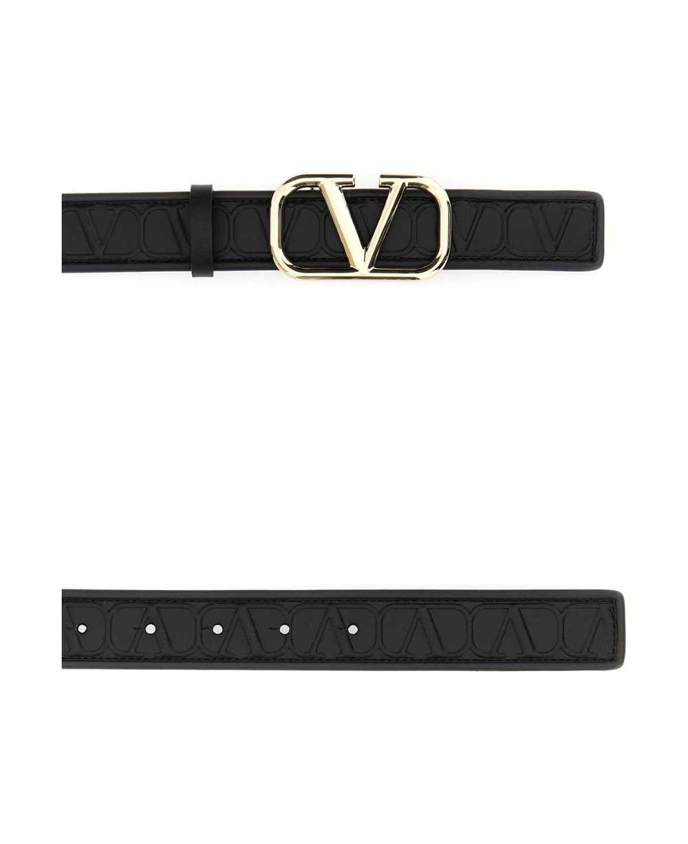 Valentino Black Leather Vlogo Signature Belt - image 1