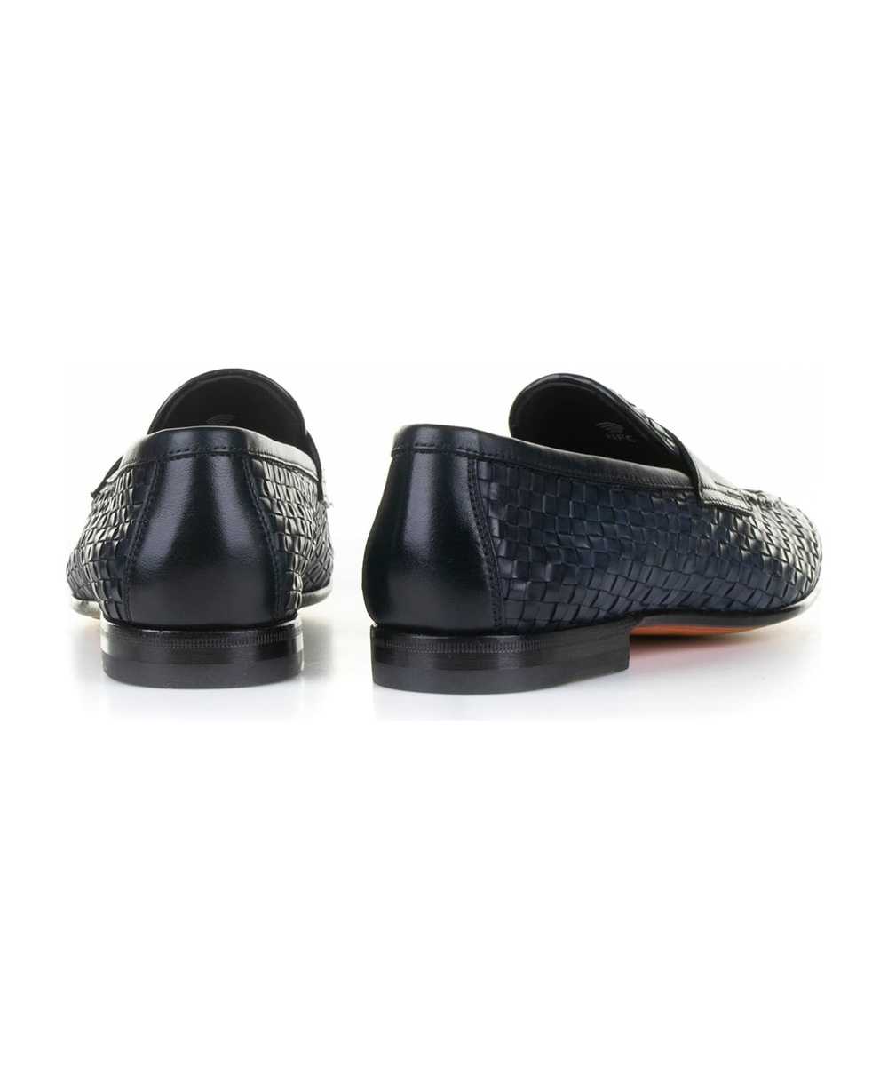 Santoni Blue Woven Leather Moccasin - image 3