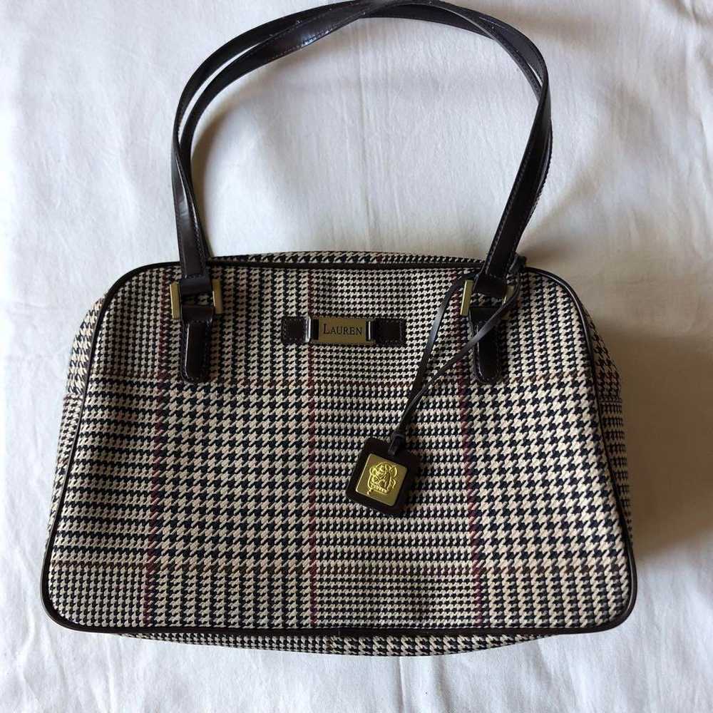 RALPH LAUREN Houndstooth Pattern Handbag Vintage … - image 1