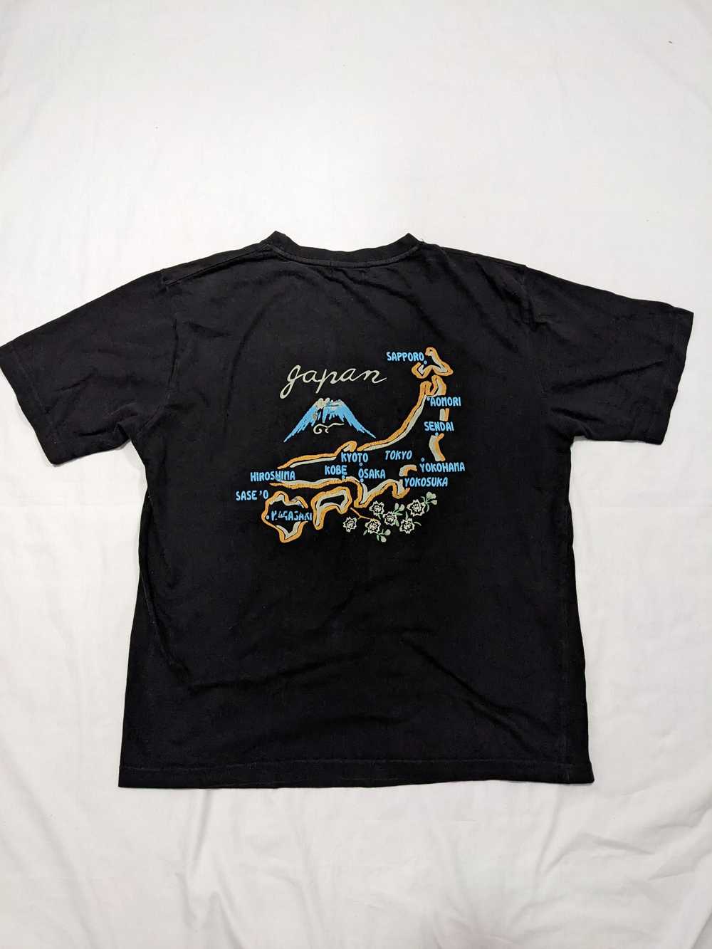 Japanese Brand - Japan Map Black Sukajan T-Shirt … - image 1