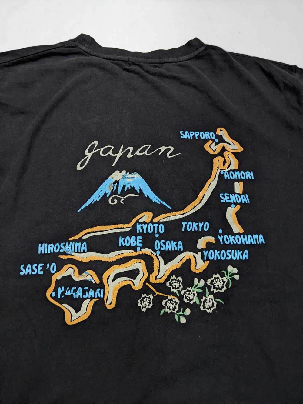 Japanese Brand - Japan Map Black Sukajan T-Shirt … - image 2