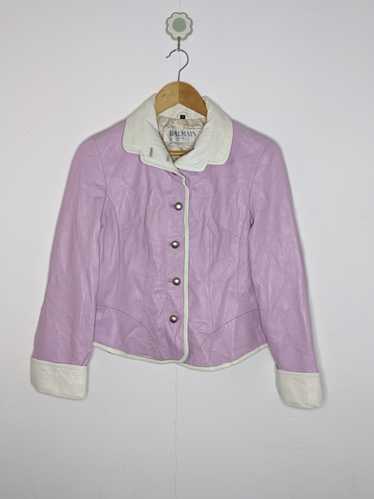 Balmain Women's Pink Lilac Leather Jacket Pretty E