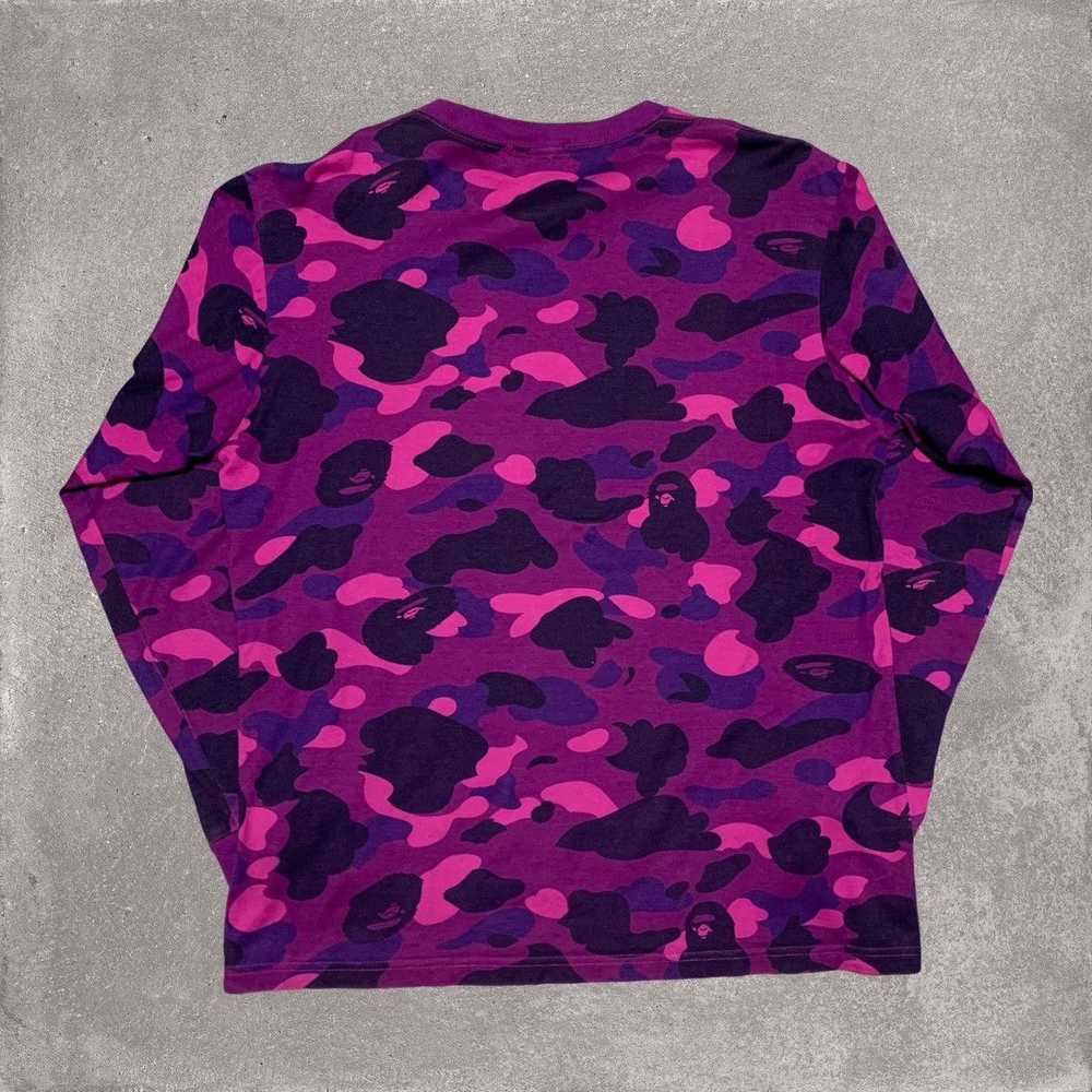 Bape Bape Medium Shark Purple Camo Long Sleeve Te… - image 2