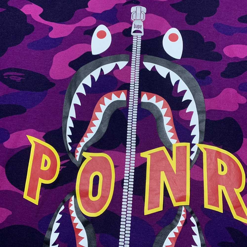 Bape Bape Medium Shark Purple Camo Long Sleeve Te… - image 3