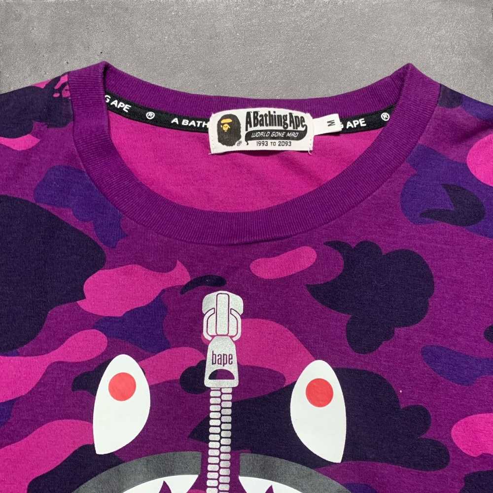 Bape Bape Medium Shark Purple Camo Long Sleeve Te… - image 4